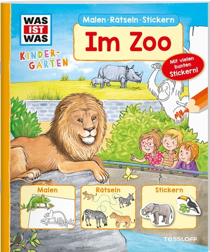 WAS IST WAS Kindergarten. Malen Rätseln Stickern. Im Zoo