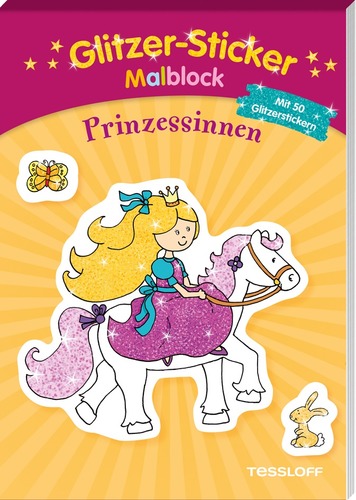 Glitzer-Sticker-Malblock. Prinzessinnen