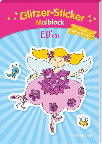 Glitzer-Sticker-Malblock. Elfen