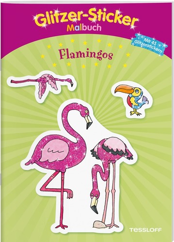 Glitzer-Sticker Malbuch. Flamingos